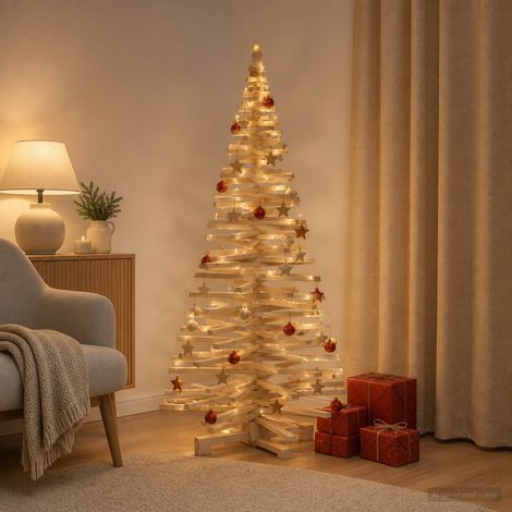 vidaXL Árbol de Navidad de madera KOTKA 180 cm Madera de Pino Maciza (1/5)