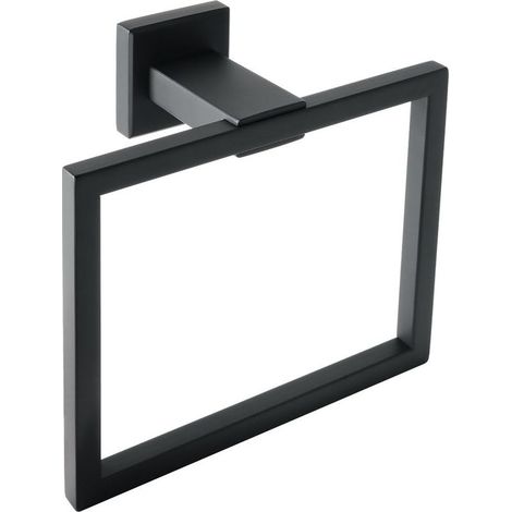 Porte-serviettes Anneau de serviette en acier inoxydable fixé au mur pour salle de bain et cuisine 260 mm x 16 mm x 75 mm (noir) (1/5)