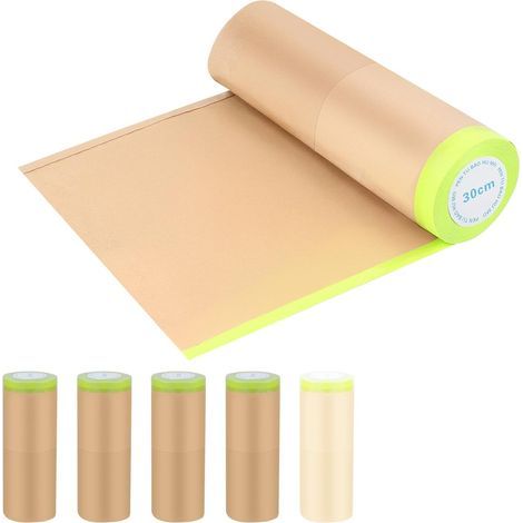 Papiers de Masquage Peintre Rouleaux 30 cm x 15 m, 6 Pièces Ruban de Masquage Autocollant, Bache Protection Peinture Kraft, pour Peinture Automobile, Protection Meubles, Revêtement du sol (1/5)