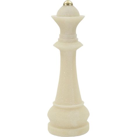 Scultura Regina degli scacchi Quarzy in resina bianco e oro