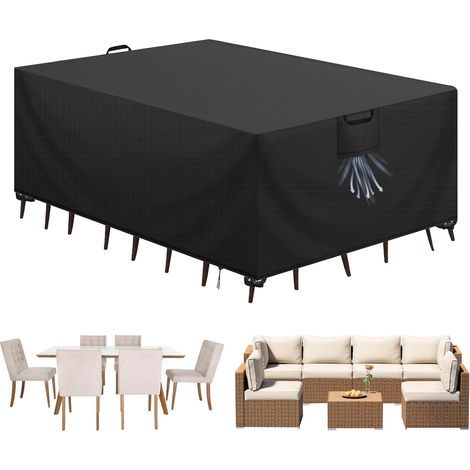 Housses pour mobilier de jardin 180x120x74cm, housses imperméables pour chaises longues de jardin, housses tables d'extérieur, toile Oxford 420D (1/4)