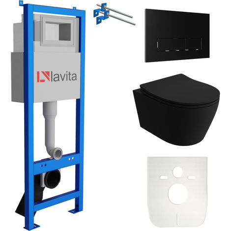 LAVITA WC Set mit Vorwandelement, Wand-WC und Spülknopf (1/5)