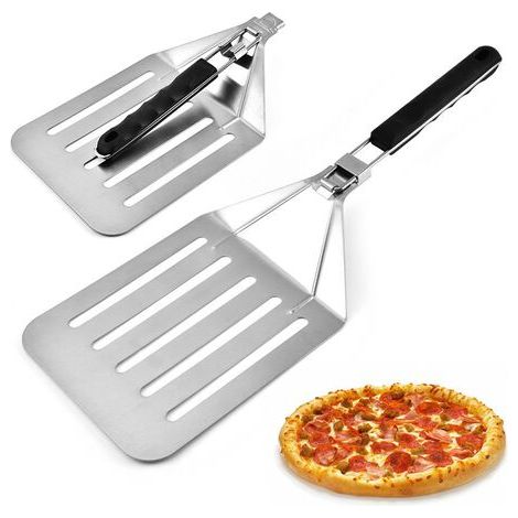 Pelle À Pizza Perforée,Pelle À Pizza En Acier Inoxydable, 34x20.3cm, avec poignée pliable, Durable Et Légère (1/5)