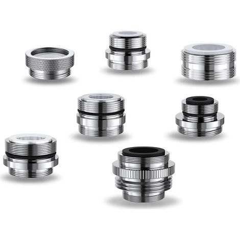 7-teiliges Set Wasserhahn-Schlauchadapter aus massivem Messing in verschiedenen Größen, passend für abnehmbare Spülbecken-Luftsprudler