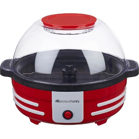 Pop Corn Maker rund, 850 W, mit Drehsystem und Schüsseldeckel