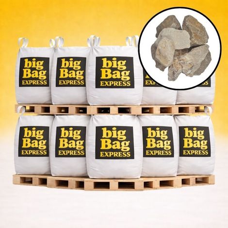 PACK 10 X BIG BAG de +/- 1,5T Pierre à Gabion Ocre Beige Ø 70/120 mm - Livraison PREMIUM (1/4)