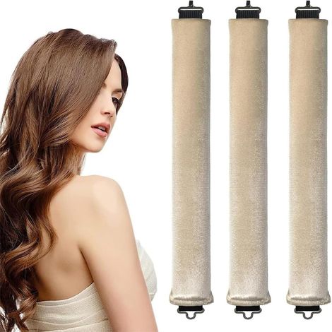 rizadores sin calor, rizadores nocturnos, banda rizadora sin calor, kit de peinado para todo tipo de cabello (beige) (1/5)