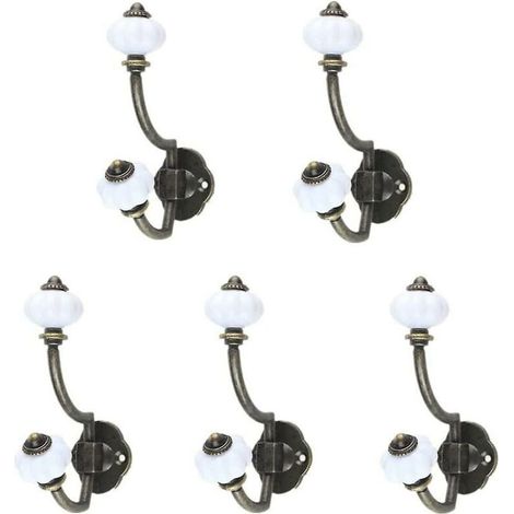 Patères de peignoir rétro en céramique bronze, lot de 5, style champêtre, patères murales, patères à chapeaux, patères de porte