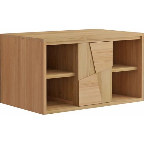 Meuble sous vasque suspendu en teck - L80 cm - SUMBAWA (1/4)