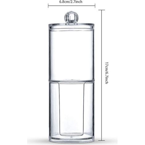 Dispenser trasparente per bastoncini di cotone e dischetti di cotone (2 in 1) Scatola portaoggetti in acrilico Dischetti di cotone impilabili Con coperchio per dischetti di cotone e dischetti di coton (1/5)
