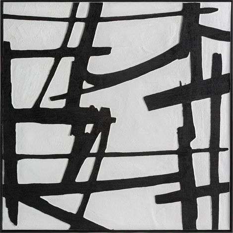 Tableau abstrait contemporain noir et blanc - blanc et noir (1/4)