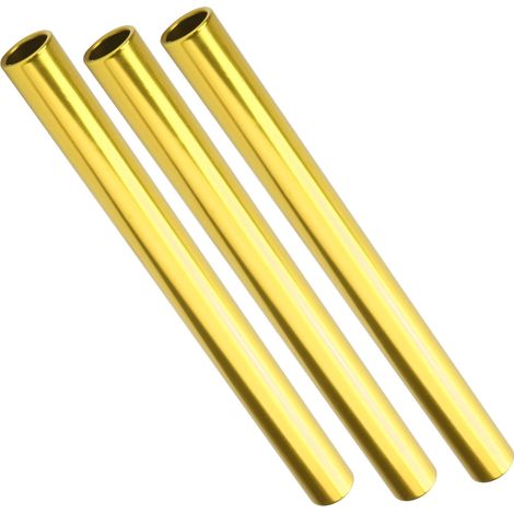 Set aus 3 galvanisierten Staffelstäben aus Aluminiumlegierung für Leichtathletikwettkämpfe (Sprint), goldfarben. (1/5)