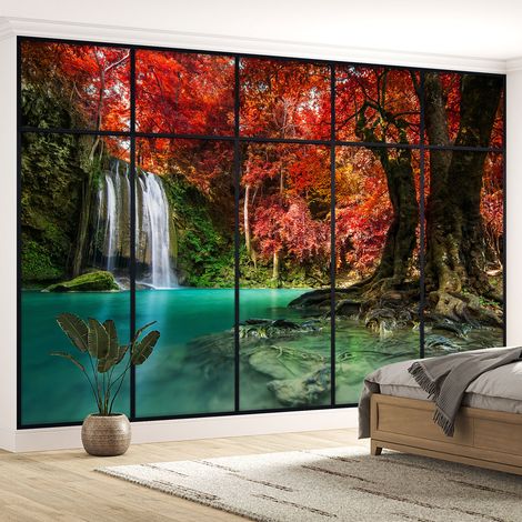 Papier peint panoramique Trompe l'oeil Verrière - Cascades - 130 cm x 82 cm (1/5)