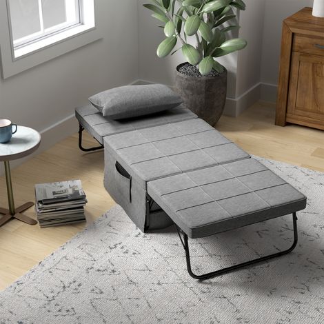 Verwandelbarer Sessel/Bett mit 5-fach verstellbarer Rückenlehne, 1-Sitzer – grauer Stoff