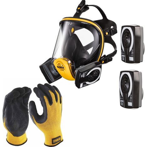 Dewalt P3 Full Face Dust Mask Respirator Large + Extra P3 Filters + Gloves