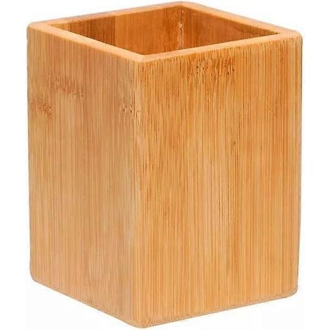 Porte-brosse à dents en bois de bambou, étui de bureau, 10 x 8 x 8 cm (1/5)