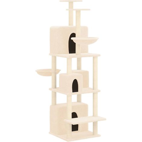 vidaXL Rascador para gatos con postes de sisal crema 180 cm (1/2)
