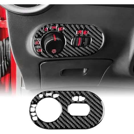KUNGKIC Pour Seat Ibiza 6L 2003-2008 Fibre de carbone Interrupteur de phare de voiture Autocollant décoratif Accessoire intérieur Cadeau (noir) (1/4)