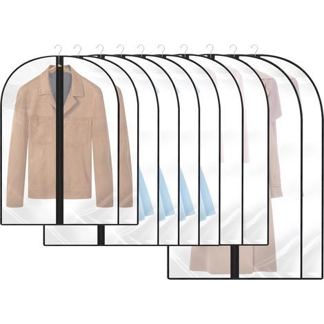 12PCS Housses de Vêtements,Housse Vetements à Suspendre Anti Poussière,Transparents Housse Vetements à Suspendre avce Zip,Protection pour Chemise Costumes,Manteau, Robes etc(6080,60100,60120,Noir) (1/5)