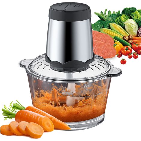 Hachoir à viande électrique à double vitesse, hachoir à légumes électrique à 4 lames doubles, puissant, avec récipient en verre de 3 L pour la cuisine domestique (1/5)