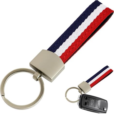 French flag keychain, French flag keychain made of canvas and metal ring, not easy to break, trendy, rustproof and lightfast (1/5)