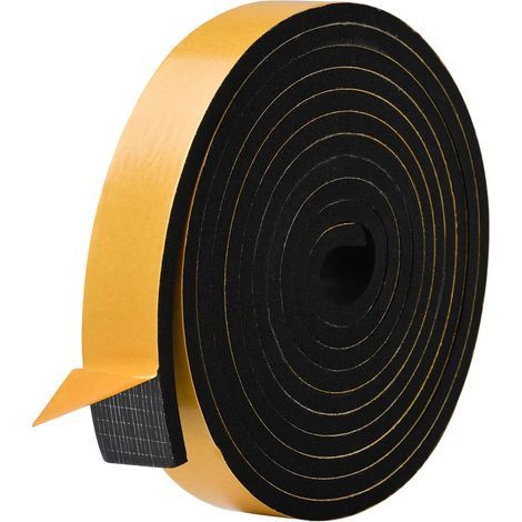 rotolo di strisce di schiuma, 25 mm x 6 mm x 3 m, adesivo in neoprene nero, isolamento acustico, protezione per porte (1/5)