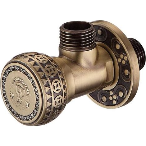 Robinet d'angle, accessoires de salle de bain, robinet d'arrêt d'eau en laiton antique, robinet d'angle, robinet d'angle 1/2, r (1/4)