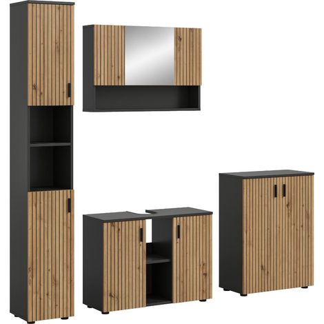 Mone ensemble de meubles de salle de bains M9 chêne décor, gris foncé. (1/5)