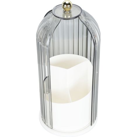 Porte-pinceaux de maquillage avec couvercle transparent, anti-poussière et rotatif à 360°, idéal pour coiffeuse, bureau ou salle de bain, avec base blanche et couvercle noir transparent. (1/5)