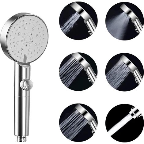 Douchette de Salle de Bain 5 Modes Haute Pression, Pommeau Anti-Calcaire Universel pour Bas Débit, Jet Massage Chien (1/5)