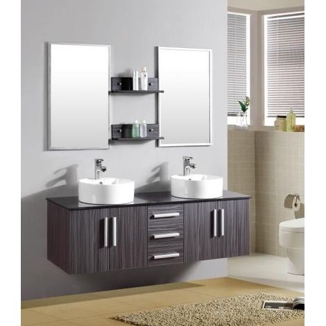 Bagno Italia Mobile Arredo Bagno cm 150 sospeso wengè con lavabo d'appoggio e top in cristallo Mobili arredi 1 (1/5)