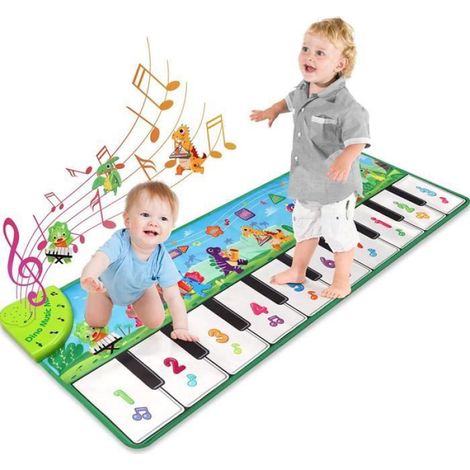 Tapis Musical Enfant - 5 Modes 8 Instruments - Tapis de Danse Interactif avec Haut-Parleurs et LED - 110 x 37 cm - 1 Pièce (1/4)
