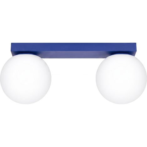 Plafonniers Yoli acier/verre outremer 2xG9 34.5cm Sollux (1/5)