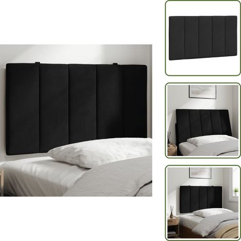 The Living Store Coussin de tête de lit noir 80 cm velours - Coussin De Têted Lit - Tête De Lit - Oreiller De Tête - Décoration Chambre - Literie (1/5)
