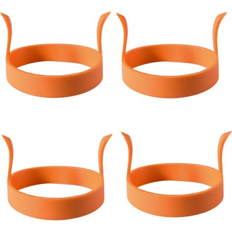Lot de 4 cercles à œufs en silicone de 8 cm de diamètre, parfaits pour la cuisson des œufs au plat. Moule rond avec poignée, idéal pour les muffins anglais, les sandwichs et les crêpes. (1/5)