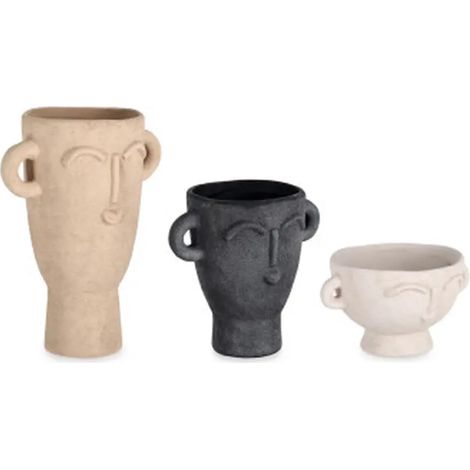 Set 3 vasi decorativi Heinrich con volto assortiti H9-22 cm (1/3)