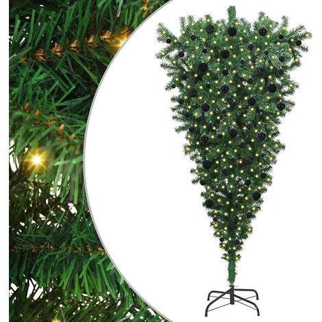 Albero di Natale artificiale preilluminato capovolto con set di palline vidaXL (1/5)