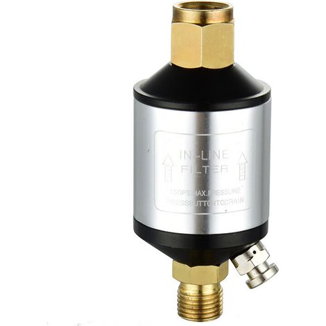 Filtre Compresseur Air - Séparateur Eau 1/4 NPT - Pour Outils Pneumatiques Coupeurs Plasma - 150 PSI - 38 mm x 90 mm - 1 Pièce