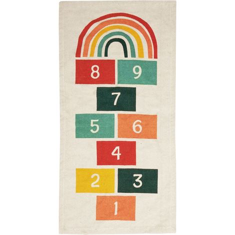 Tapis enfant lavable en coton multicolore 60x120 – Imprimé marelle – Confort doux et entretien facile – Pour chambre ludique – Thedecofactory (1/5)