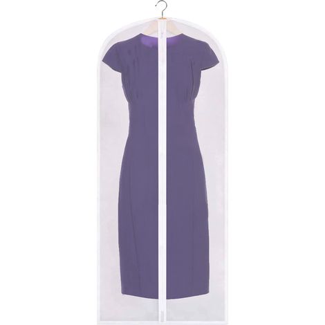 Housse à vêtements 3 pièces - Imperméable - Anti-poussière - Housse à vêtements avec fermeture éclair - Grande taille - Convient pour robes, costumes, manteaux, cintres - 60 x 140 cm - Transparente (1/5)
