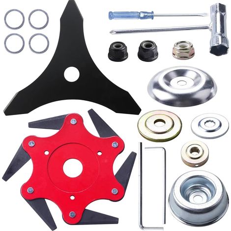 Kit de pièces de rechange pour débroussailleuse en acier à 3 dents et 6 lames de rasoir, multifonctionnel, trou de 1 pouce, pour aménagement paysager (1/5)