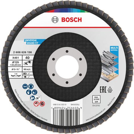 Bosch Flaps discs X451 Flap Disc 125 x 22.23 mm G40 T29 15 pcs 2608626175