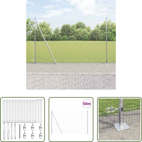 vidaXL Acier résistant - Poteau de clôture. Argenté 50 x 1,5 m (treillis de 25 x 25 mm) (1/5)