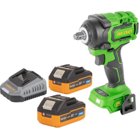 Atornillador de impacto a batería Procraft PWA18bb 20 V 550 Nm 1/2" sin escobillas + 2 baterías de 4,0 Ah + cargador