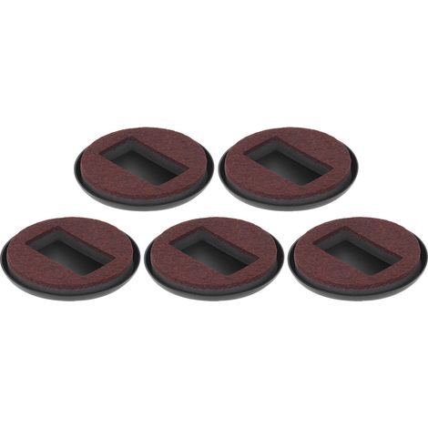 Lot de 5 patins en feutre marron pour roulettes de meubles, protégeant les rayures sur les parquets. (1/5)