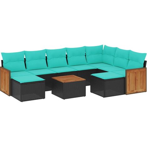 Maison Exclusive - 10-teiliges Gartensofa-Set mit Kissen, schwarz (1/5)