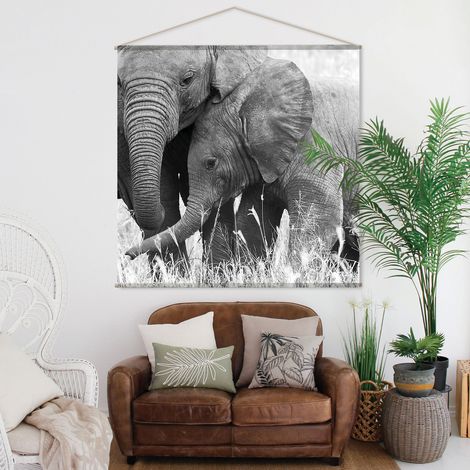 Toile murale ELEPHANT Noir 150x150 cm (1/3)