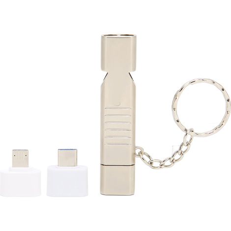 Sifflet Clé USB 16GB en Alliage d'Aluminium, Mémoire Flash USB 2.0 Étanche Extérieur avec Porte-clés Argenté (1/5)