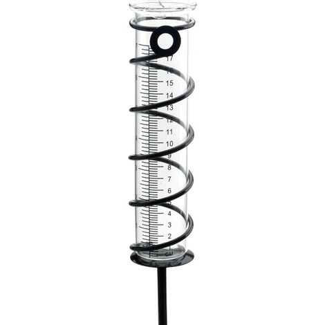 Pluviomètre extérieur en Verre, Pluviomètres en Verre avec Piquet en Métal Pluviomètre Exterieur Pluie Tube de Mesure Pluviomètre de Jardin en Verre avec échelle Claire (1/5)