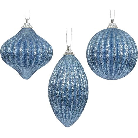 pallina di natale in foam glitter D 8 cm azzurro polvere Peraga Christmas